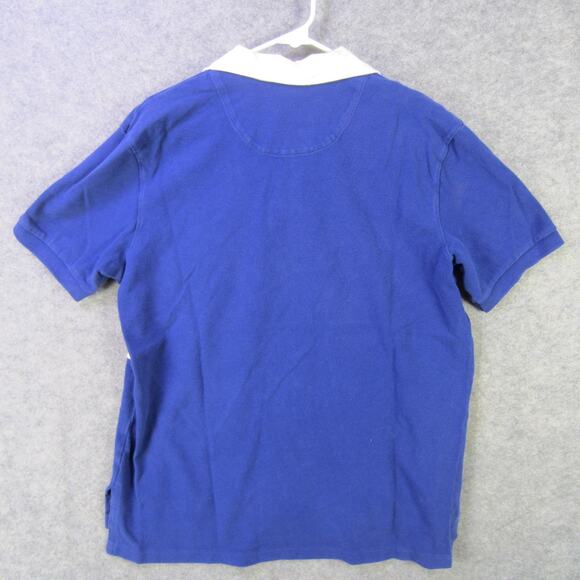 Polo Ralph Lauren Polo Shirt Mens Large Blue White Collar Stripe Pony Logo Rugby - Picture 7 of 7